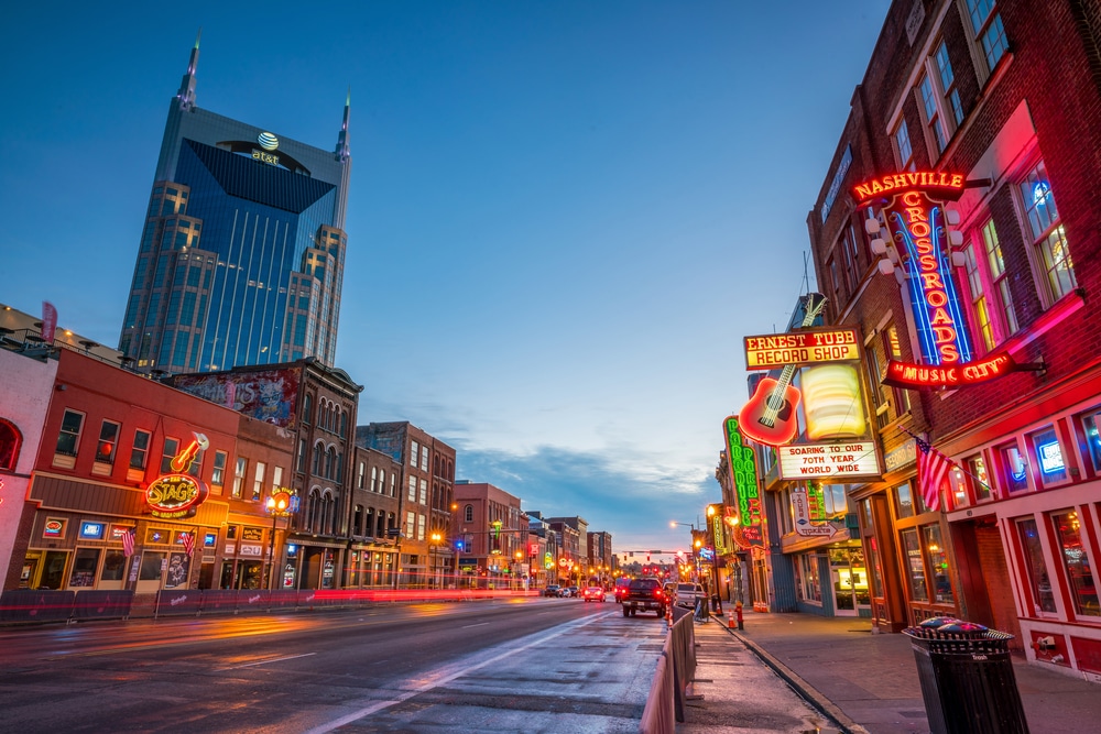 Broadway Street In Downtown Nashville