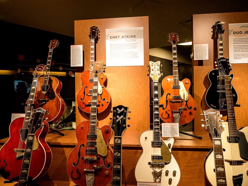 An awesome collection of guitars and other exhibits at the Country Music Hall of Fame in Nashville