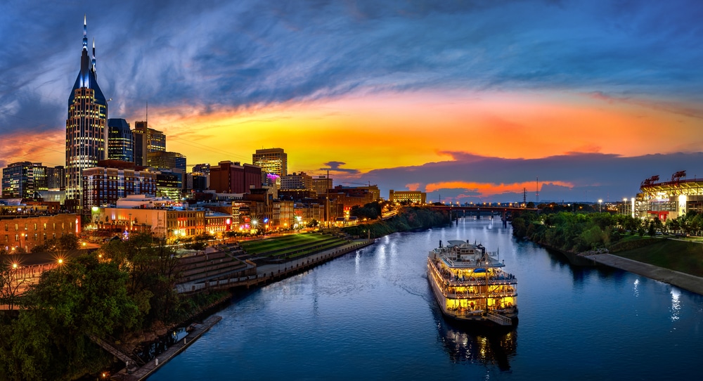 One of the Best Boutique Hotels in Nashville for Romance. photo of the city skyline in Nashville