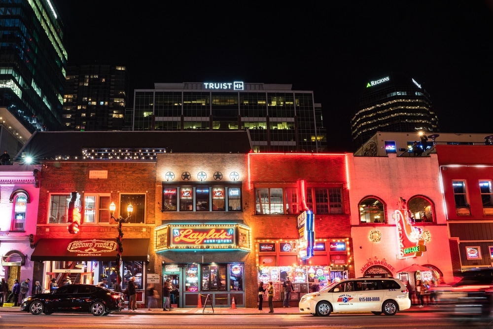 Music Venues in Nashville, photo of the Honky Tonk Highway near our Nashville Bed and Breakfast