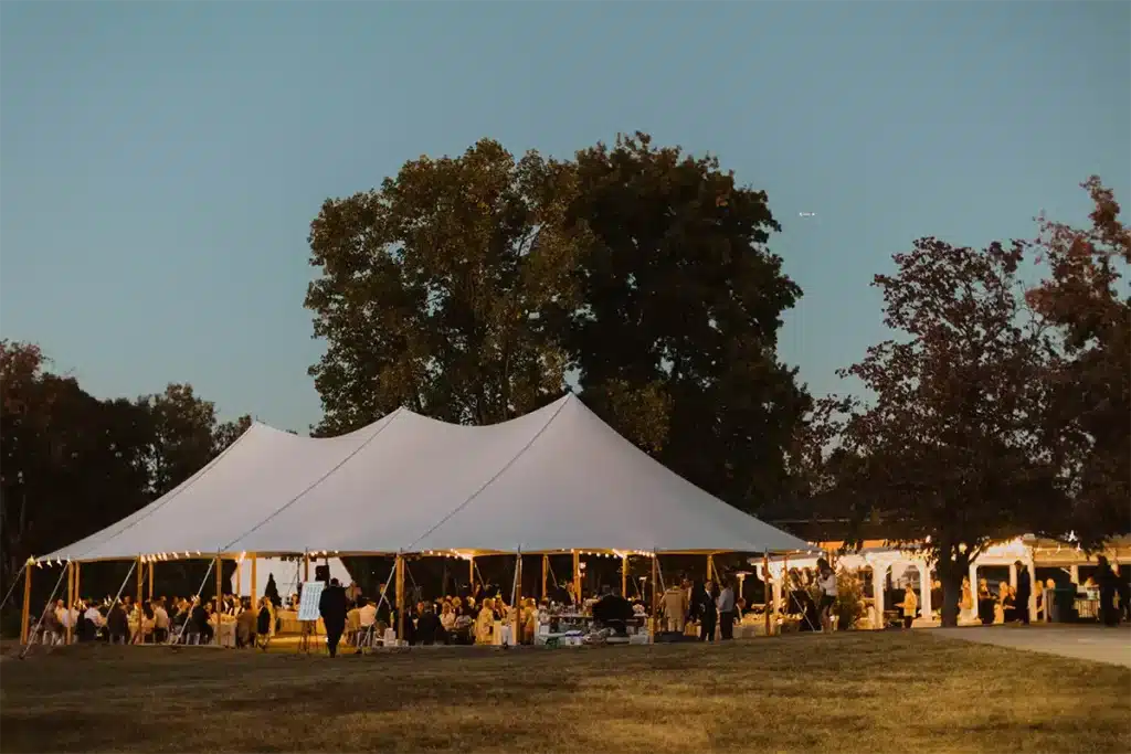 An open field tented reception